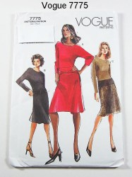 7775 EZ VOGUE DROP WAIST SS-LS YOKE DRESS, BELT PATTERN 12-16, 18-22 UNCUT CHOICE